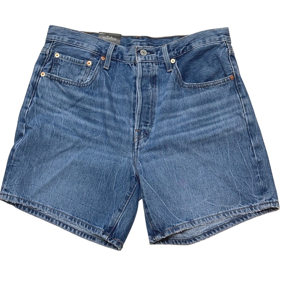 Levis 501 Original Mid-Thigh Denim Shorts Womens 30 High Rise Blue Medium Wash